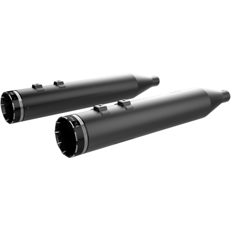 Khrome Werks 4.50" HP PLUS Slip-On Mufflers - Black w/ black Tracer tip billet end caps