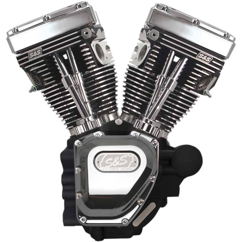 T111 Long Block Engine - Wrinkle Black/Chrome