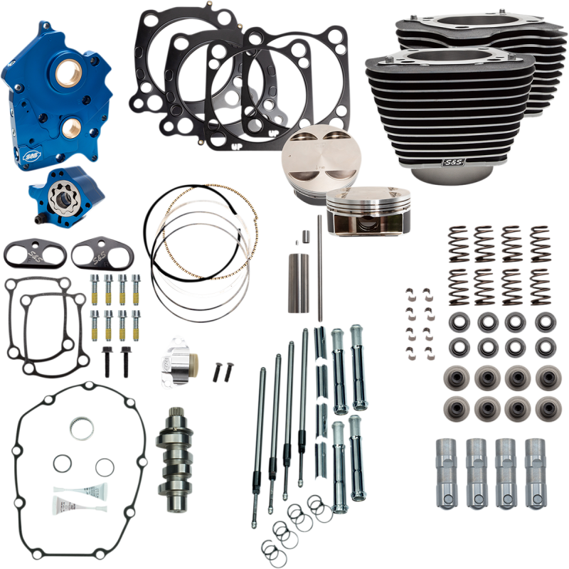 S&S 128" Power Package - Wrinkle Black Highlighted, Chain Drive