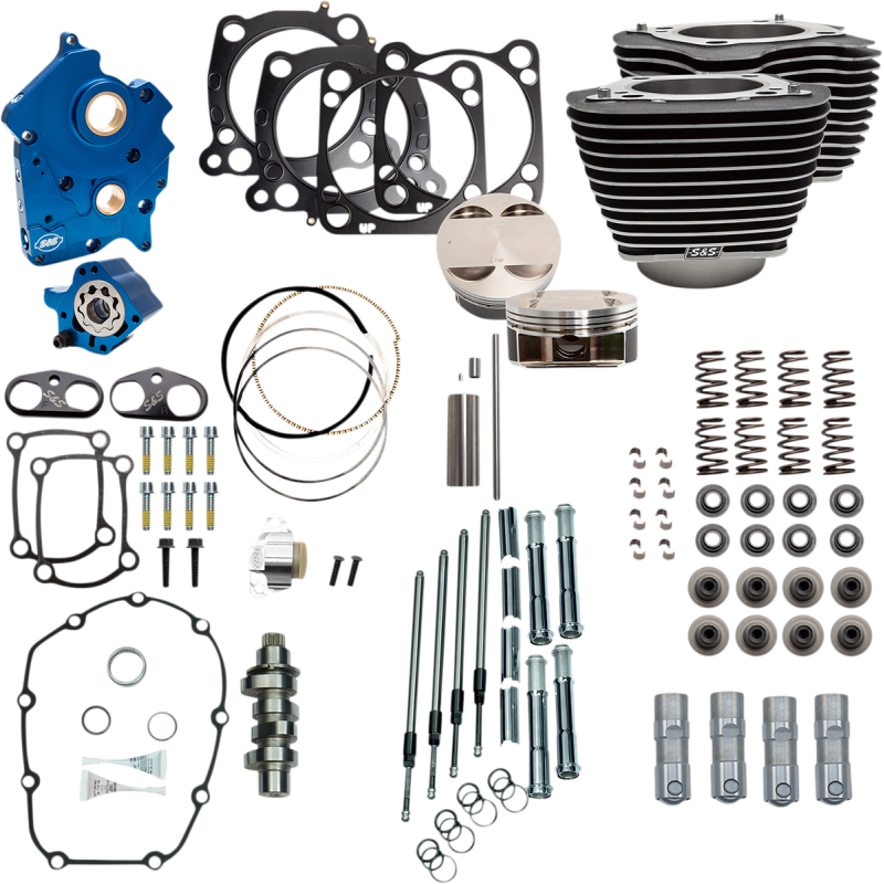 S&S 128" Power Package - Wrinkle Black Highlighted, Chain Drive