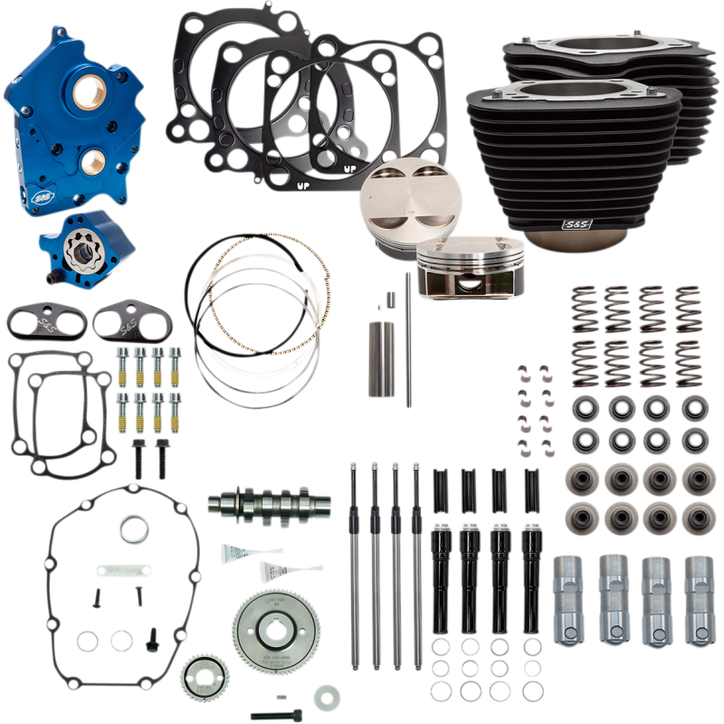 S&S 124" Power Package - Non-Highlighted Fins, Gear Drive, Black Tubes