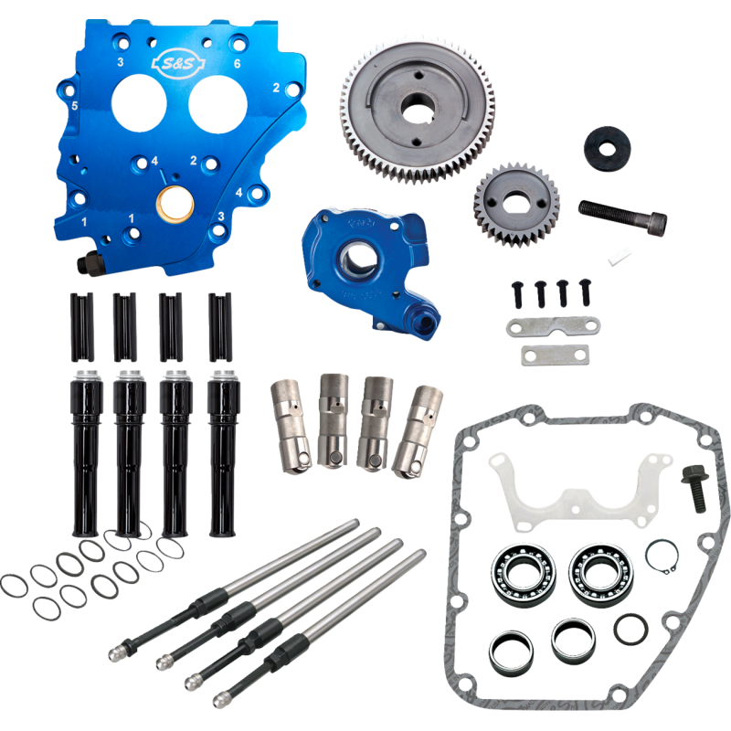 S&S Gear Drive Cam Chest Kit Without Cams, w/ Black Pushrod Tubes