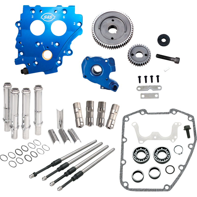 S&S Gear Drive Cam Chest Kit Without Cams, w/ Chrome Pushrod Tubes