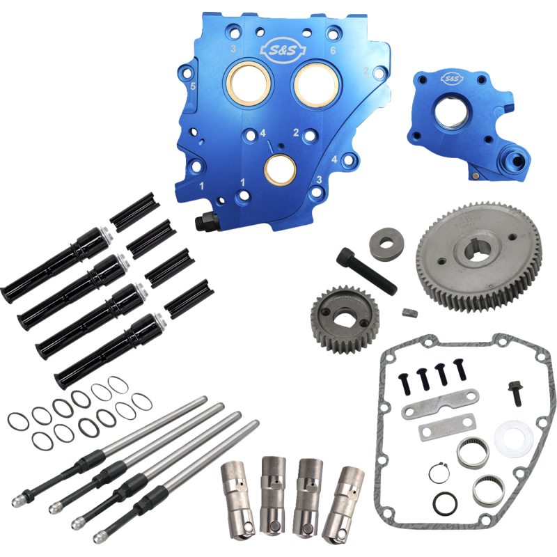 S&S Gear Drive Cam Chest Kit Without Cams, w/ Black Pushrod Tubes