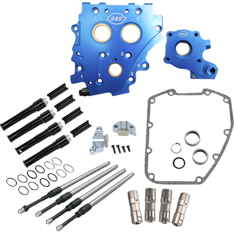 S&S Chain Drive Cam Chest Kit Without Cams, w/ Black Pushrod Tubes