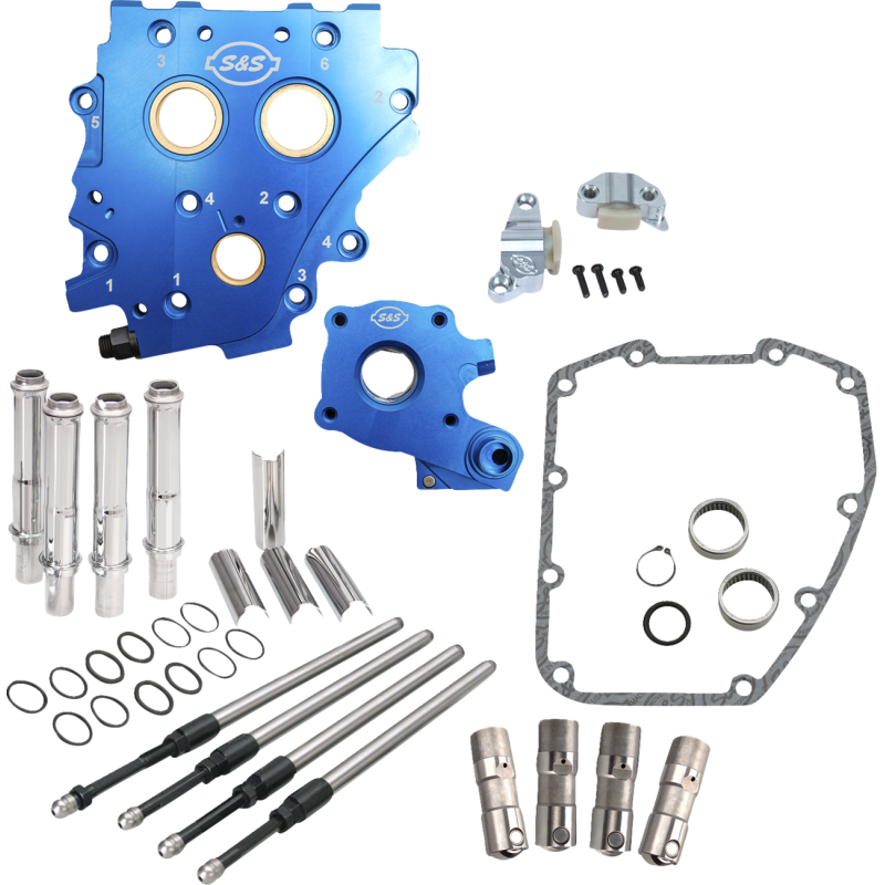 S&S Chain Drive Cam Chest Kit Without Cams, w/ Chrome Pushrod Tubes