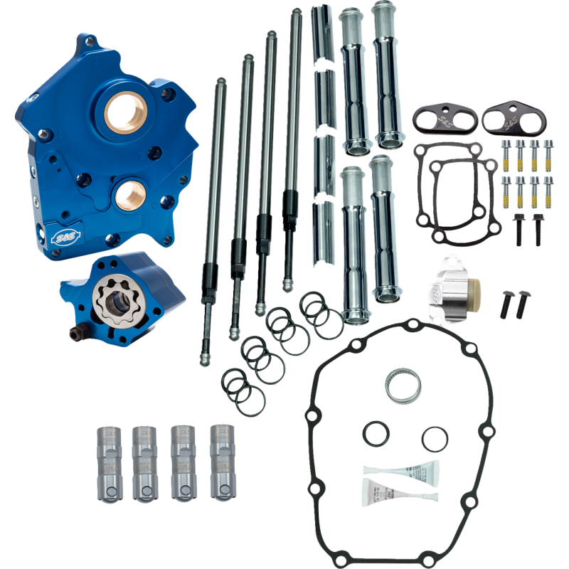 S&S Chain Drive Cam Chest Kit Without Cams, w/ Chrome Pushrod Tubes