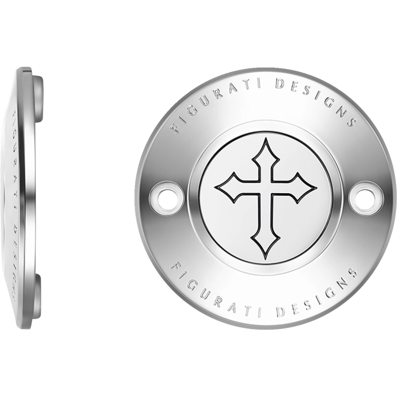 Timing Cover Mirror polished w/ cross