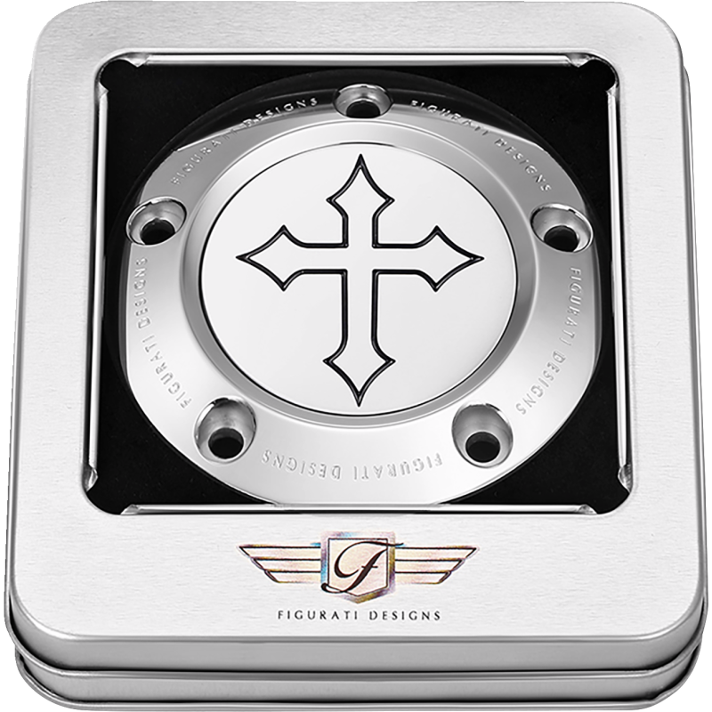 Timing Cover Mirror polished w/ cross