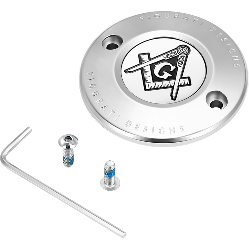 Timing Cover Mirror polished w/ Masonic emblem