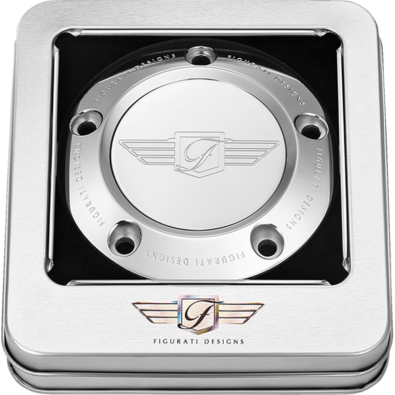 Timing Cover Mirror polished w/ Figurati Designs logo