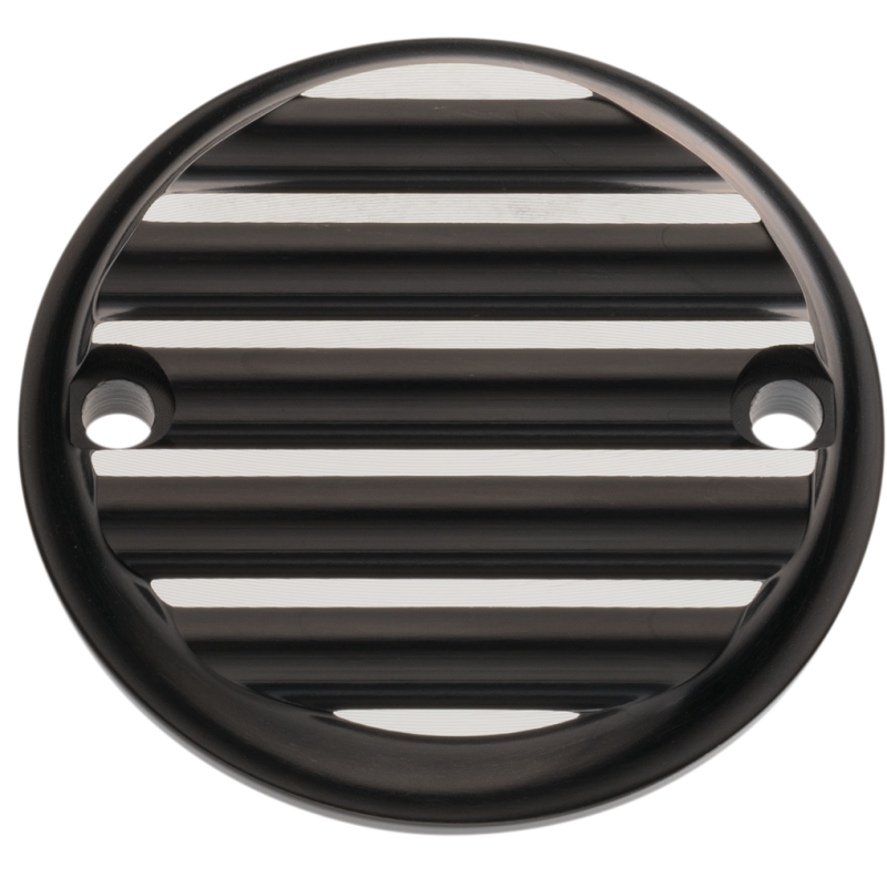 Joker Machine Points Cover - Finned, Black Anodized/Silver