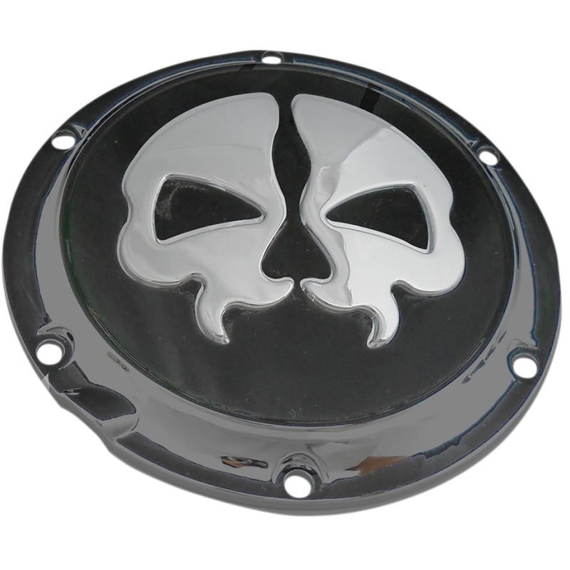 Split Skull Derby Cover, Black w/ Chrome Skull