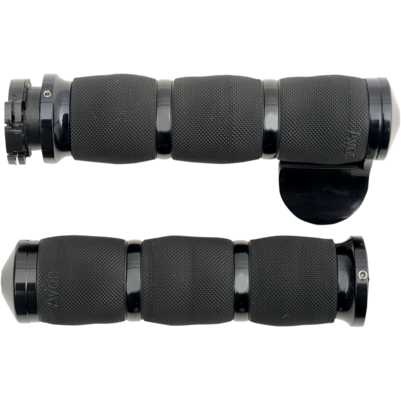Air Cushioned Grips - Touring - Black Anodized w/ Throttle Boss