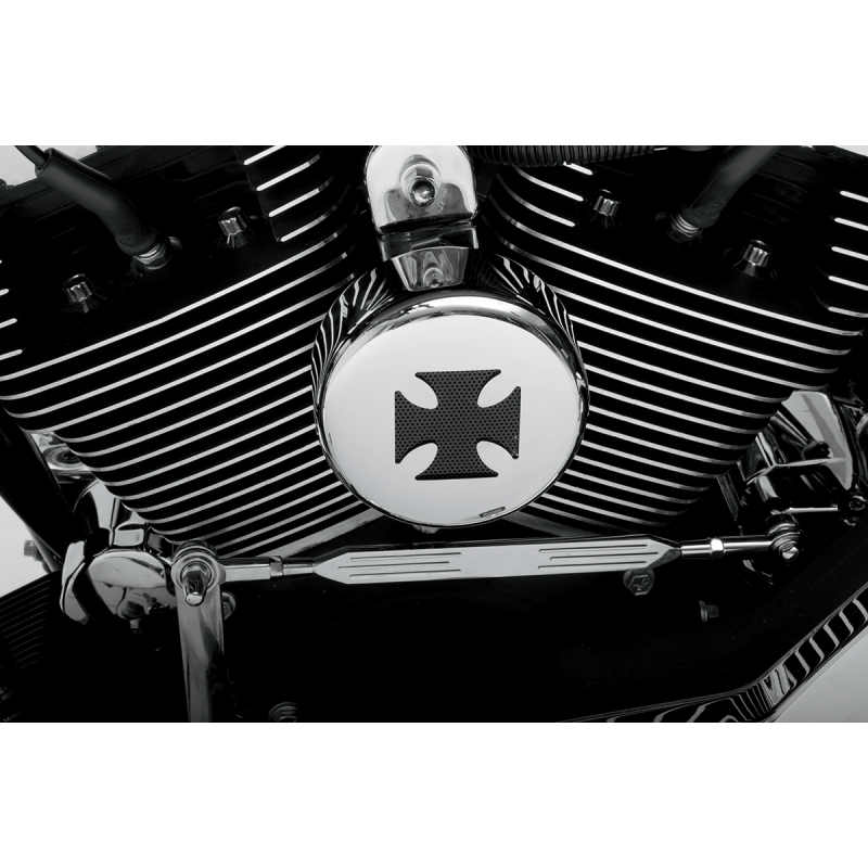 Chrome Horn Cover W/ Black Cross