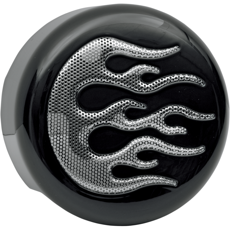 Black Powdercoat Horn Cover W/ Chrome Flame