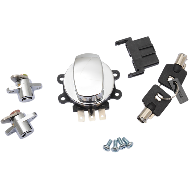 Chrome Side Hinge Ignition Switch/Saddlebag Lock Kit