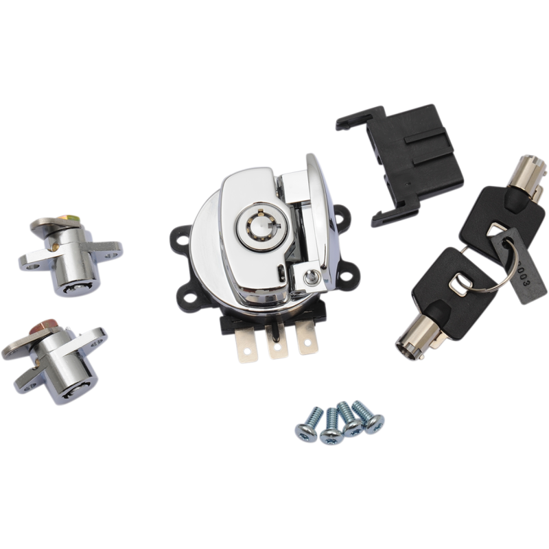 Chrome Side Hinge Ignition Switch/Saddlebag Lock Kit