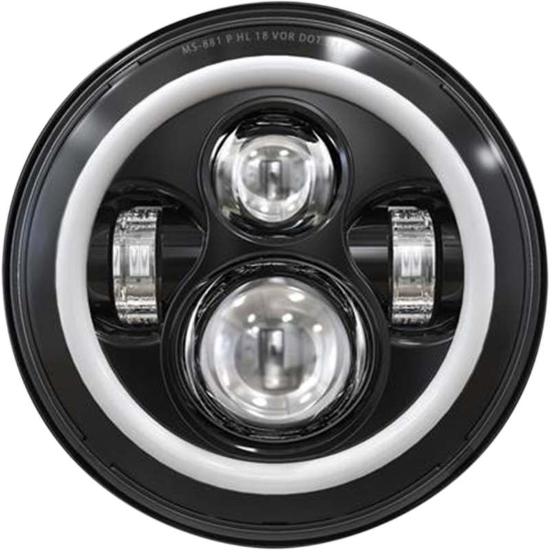 7" Headlight Black w/ DRL Halo