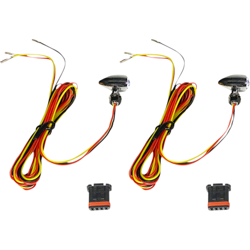 Micro Bullet LED Turn Signal, Amber/red LEDs, chrome finish