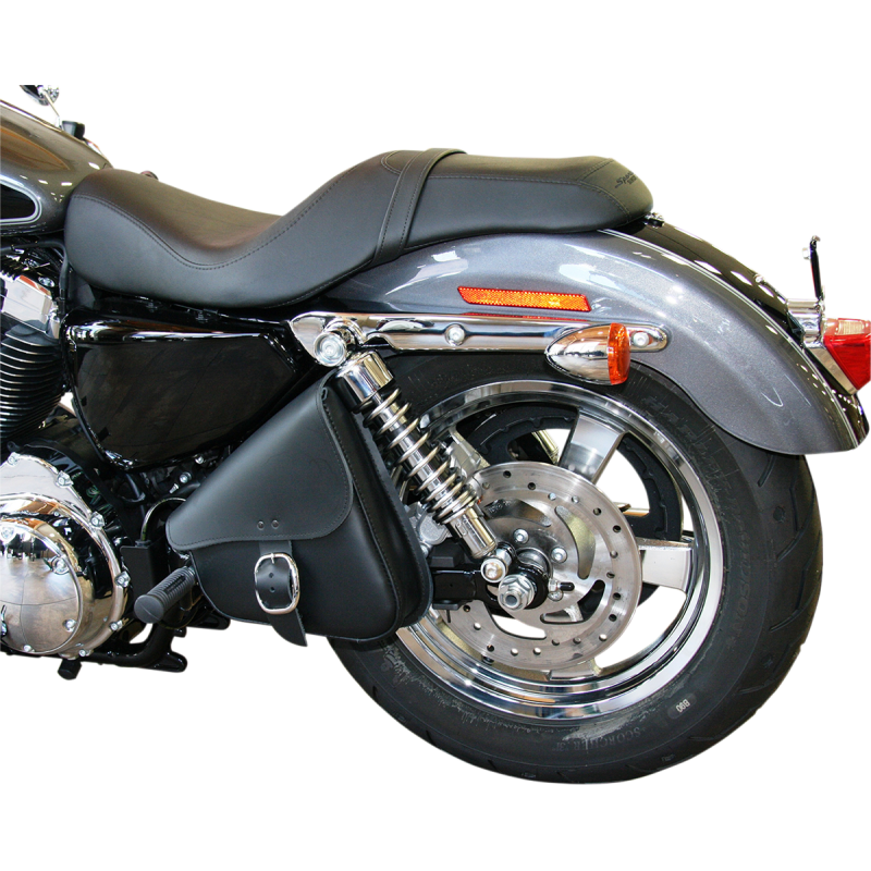Black Swingarm Bag with Chrome Buckle