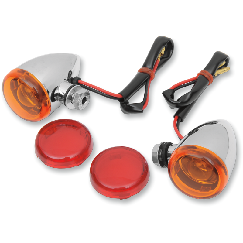 Mini Deuce Marker Light - Chrome, Lights w/ amber/red lenses (bolt mount)