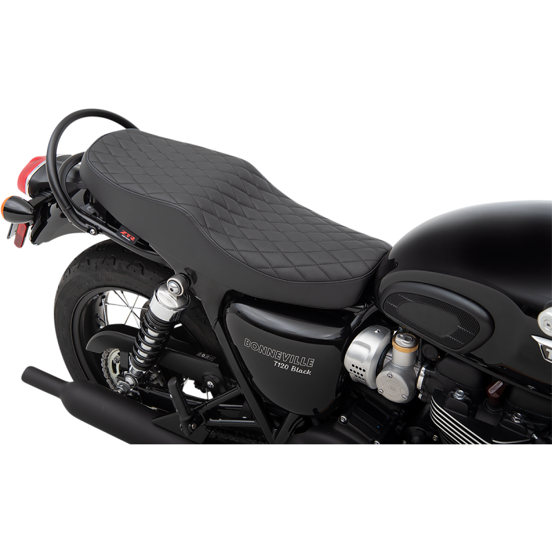 Retro-Style Seat - Diamond stitch, black