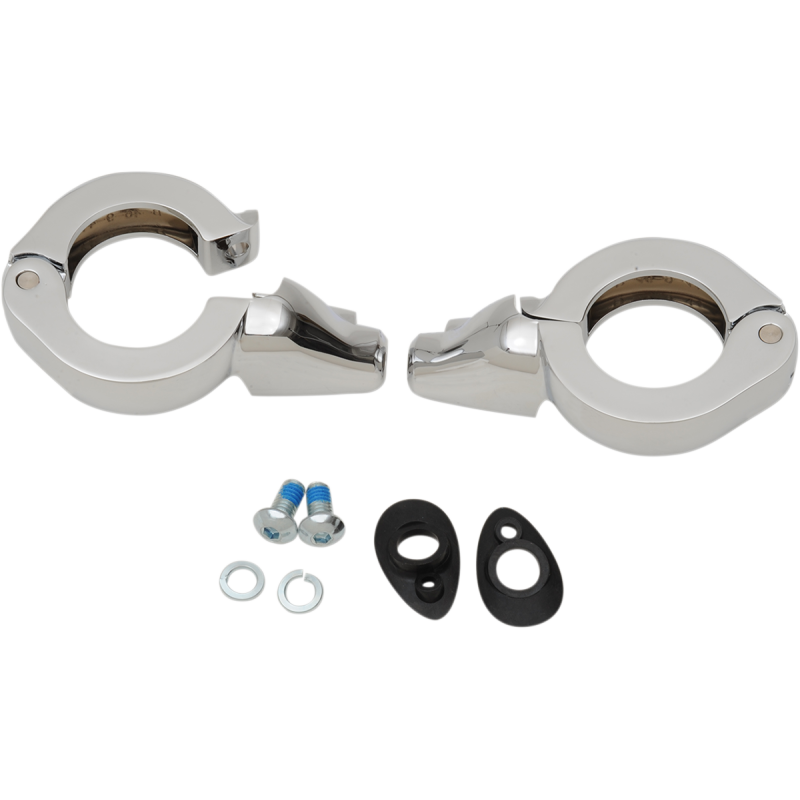 Turn Signal Fork Clamps, Chrome, 41 mm