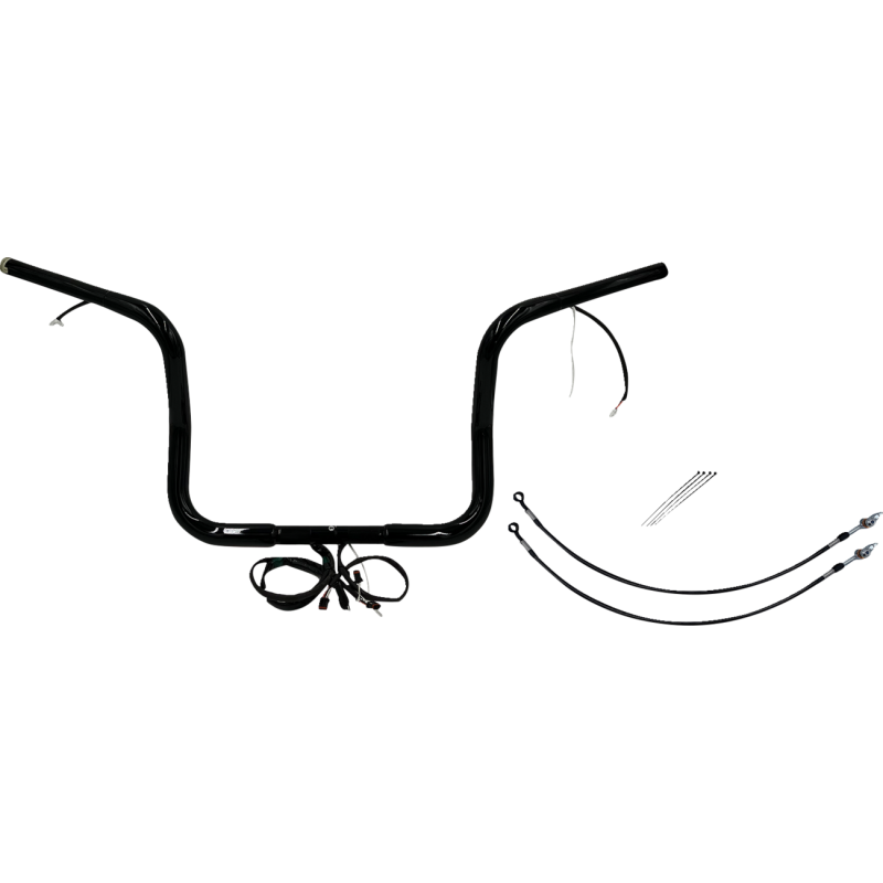 Pre-Wired EZ Install 1 1/4" Round Top Handlebar Gloss Black 12" Rise