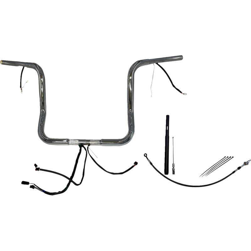 Pre-Wired EZ Install 1 1/4" Round Top Handlebar Chrome 14" Rise