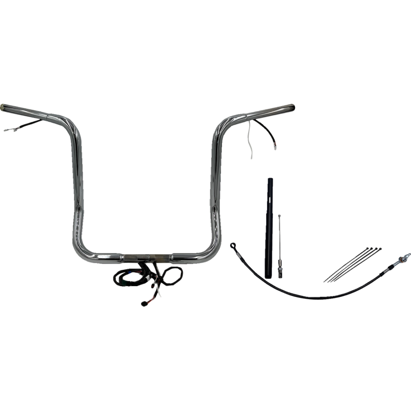 Pre-Wired EZ Install 1 1/4" Round Top Handlebar Chrome 16" Rise