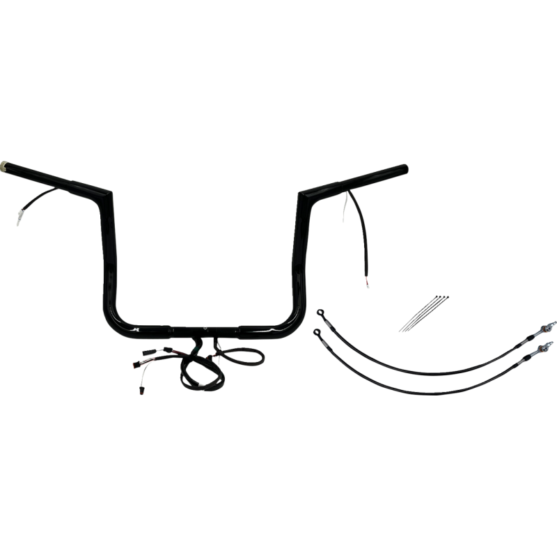 Pre-Wired EZ Install 1 1/4" Flat Top Handlebar Gloss Black 12" Rise