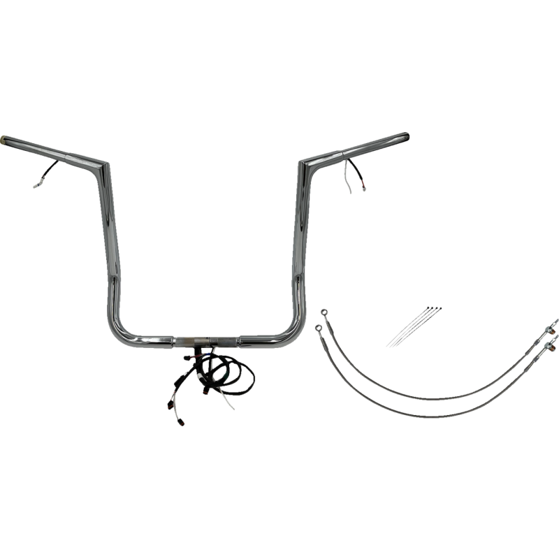 Pre-Wired EZ Install 1 1/4" Flat Top Handlebar Chrome 16" Rise