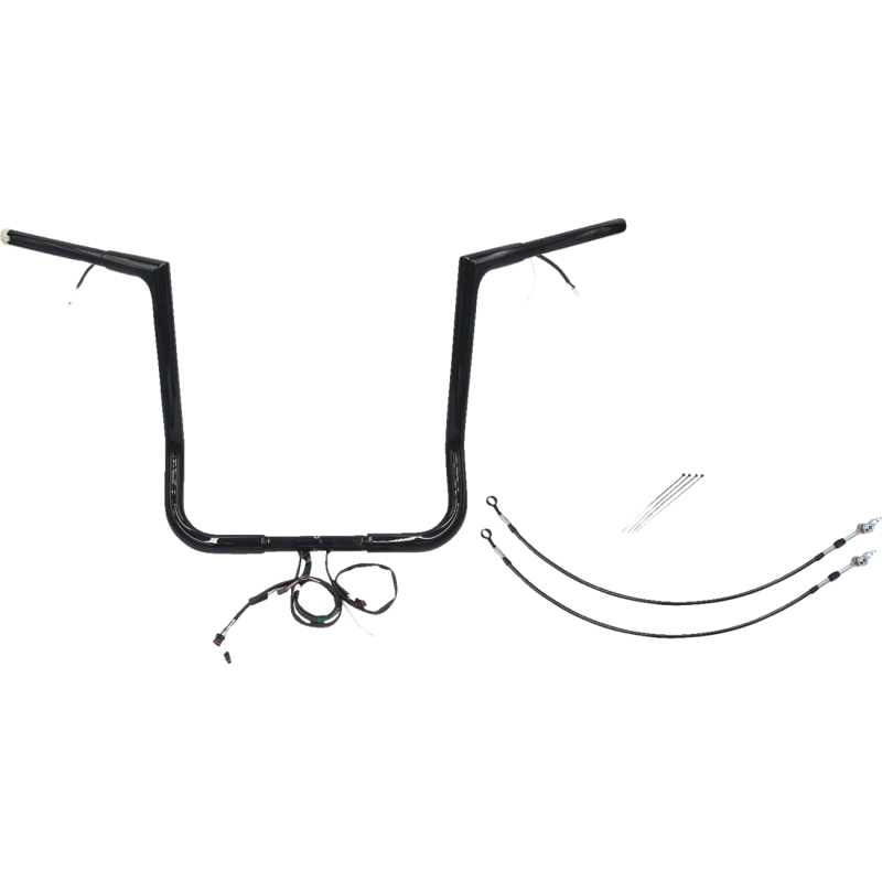 Pre-Wired EZ Install 1 1/4" Flat Top Handlebar Gloss Black 16" Rise