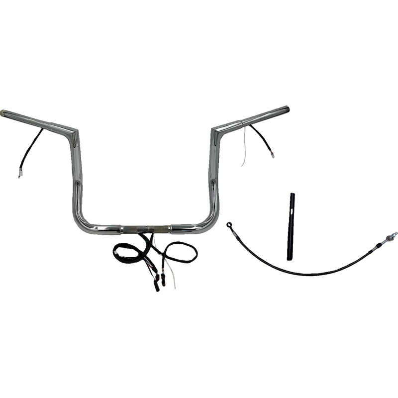 Pre-Wired EZ Install 1 1/4" Flat Top Handlebar Chrome 12" Rise
