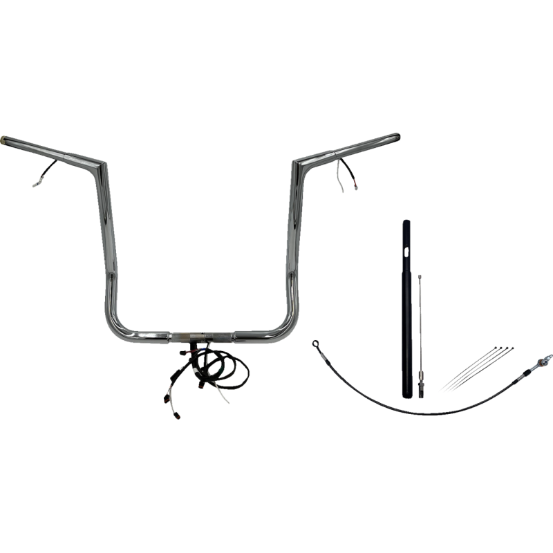 Pre-Wired EZ Install 1 1/4" Flat Top Handlebar Chrome 16" Rise