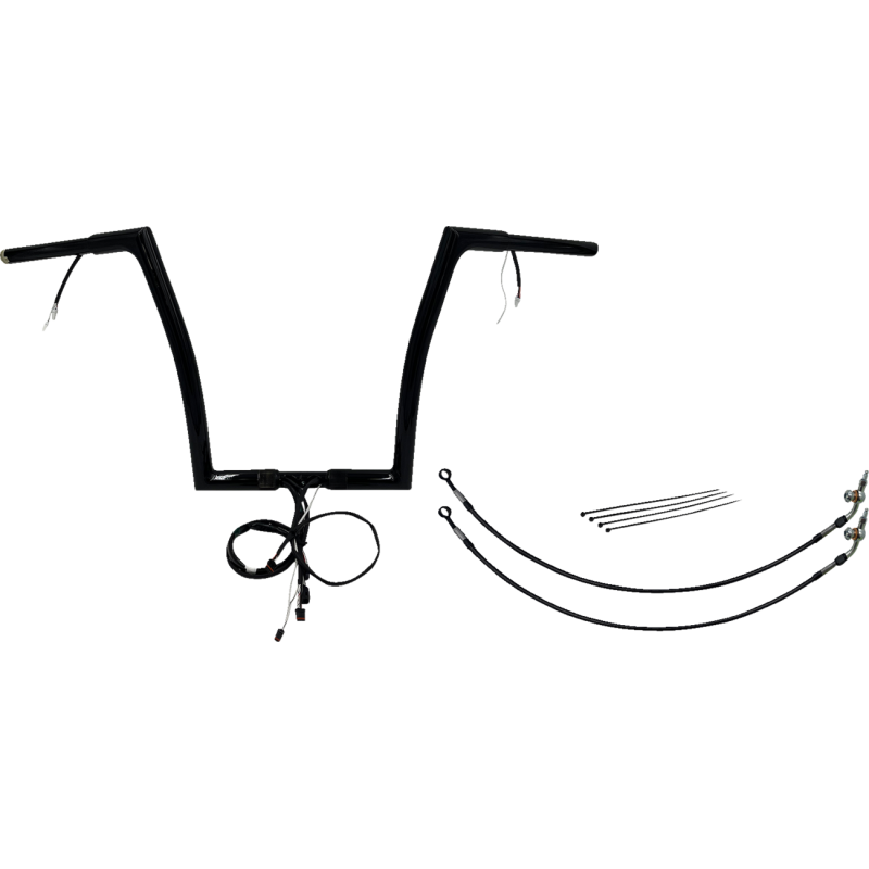 Pre-Wired EZ Install 1 1/4" Flat Top Handlebar Gloss Black 14" Rise