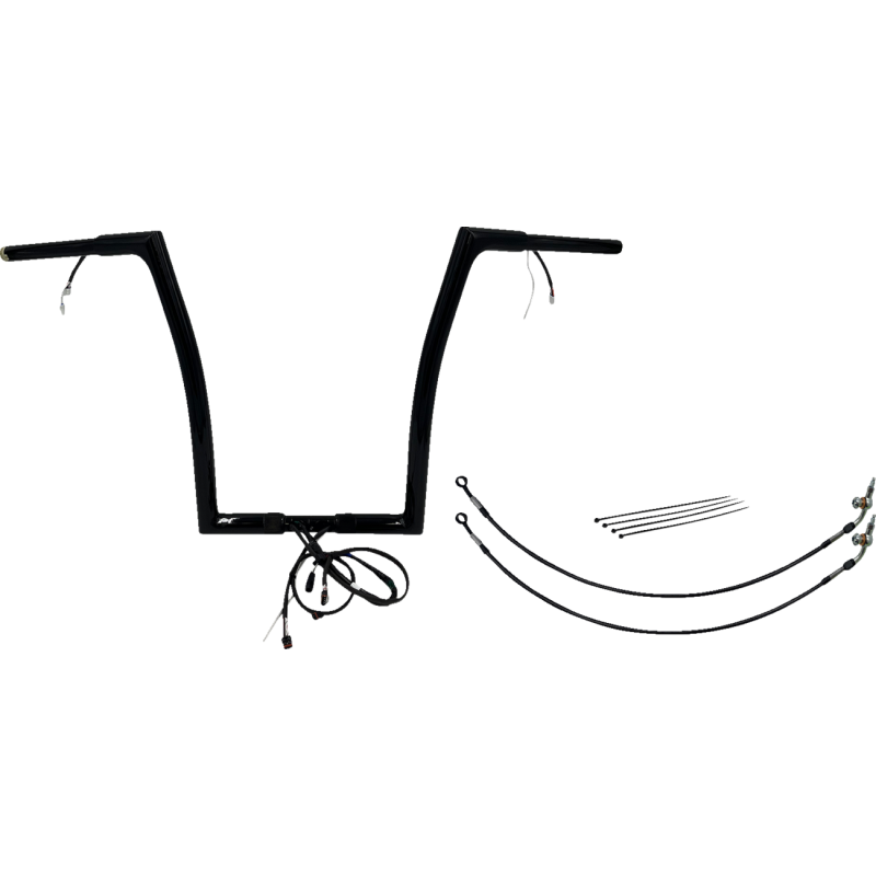 Pre-Wired EZ Install 1 1/4" Flat Top Handlebar Gloss Black 16" Rise