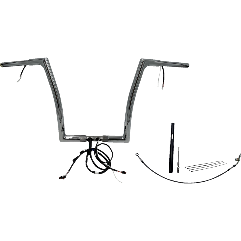 Pre-Wired EZ Install 1 1/4" Flat Top Handlebar Chrome 14" Rise