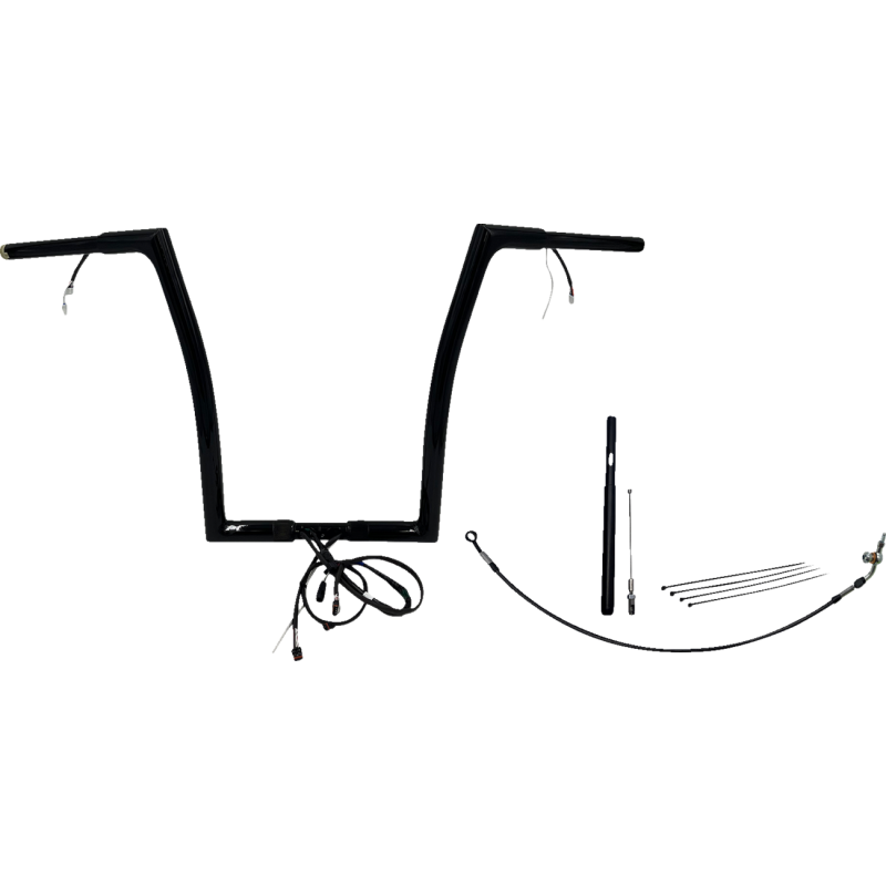 Pre-Wired EZ Install 1 1/4" Flat Top Handlebar Gloss Black 16" Rise