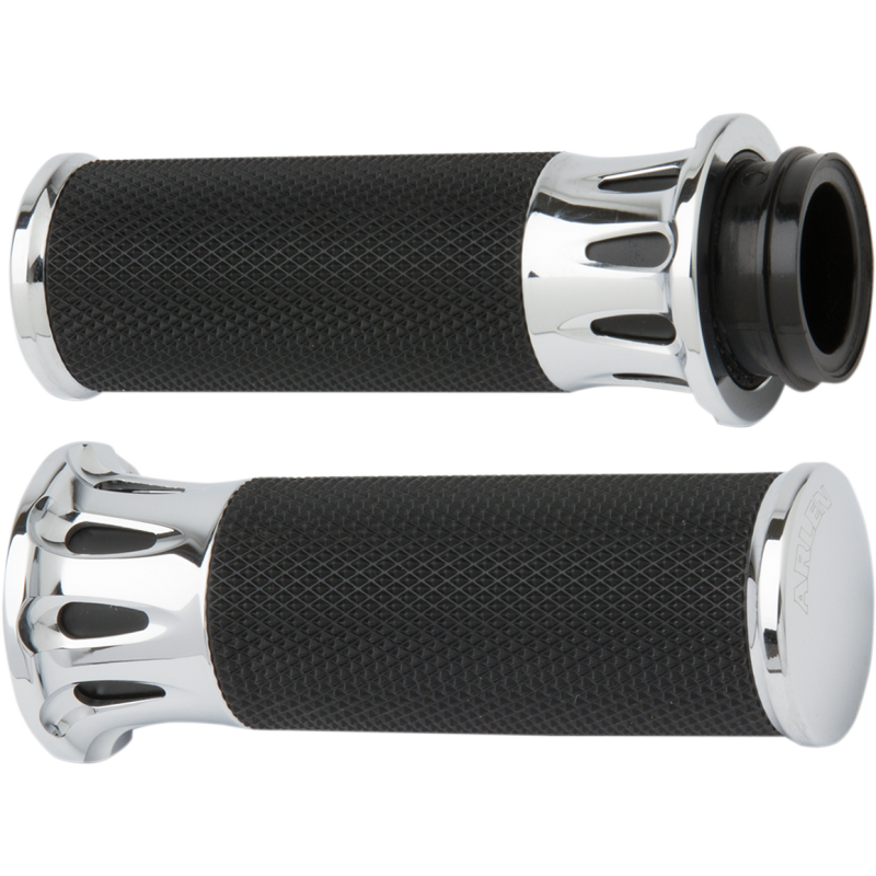 Fusion Deep Cut Grips - Chrome - 99-17 Twin Cam