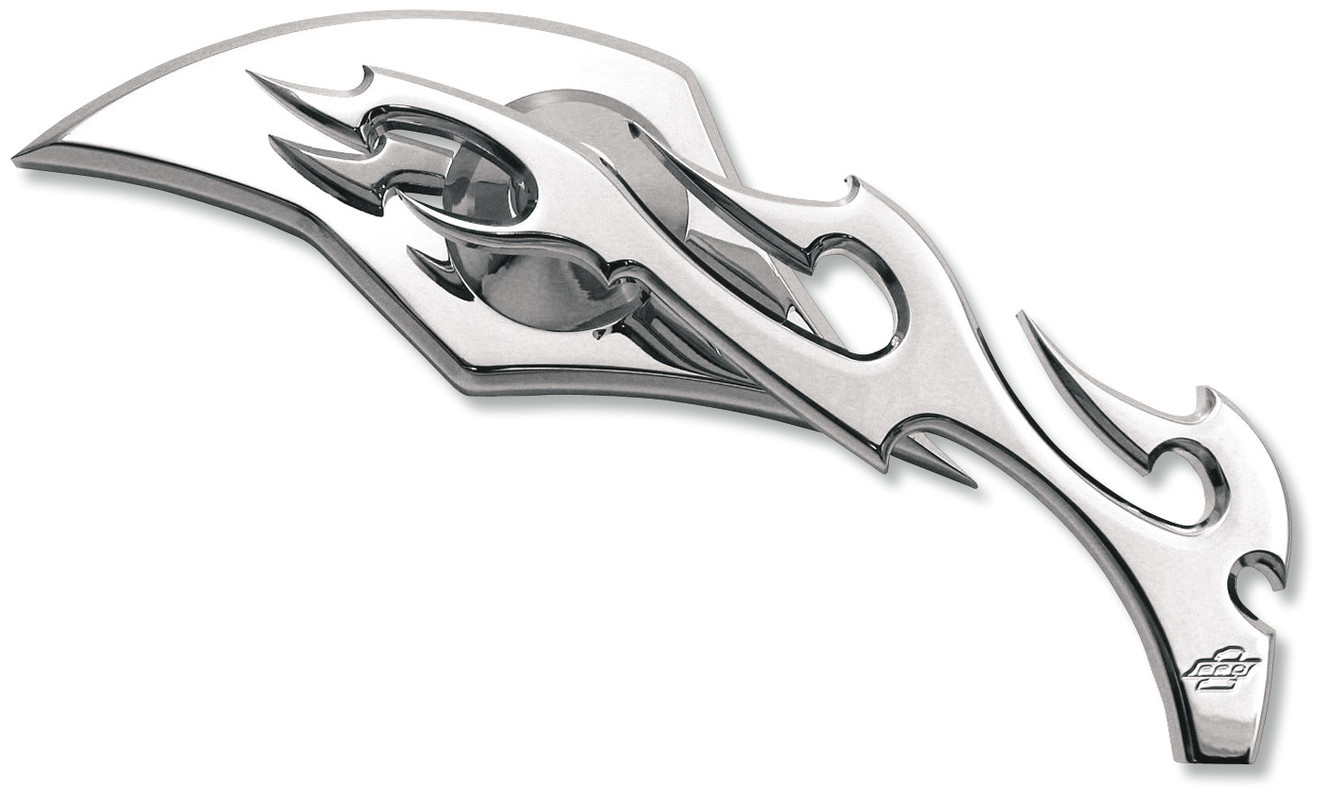 Billet Aluminum Mirror - Chrome Large Flame Right