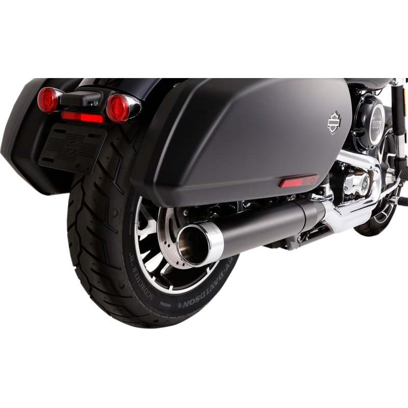 4" Slip-On Mufflers, Black with Chrome End Caps