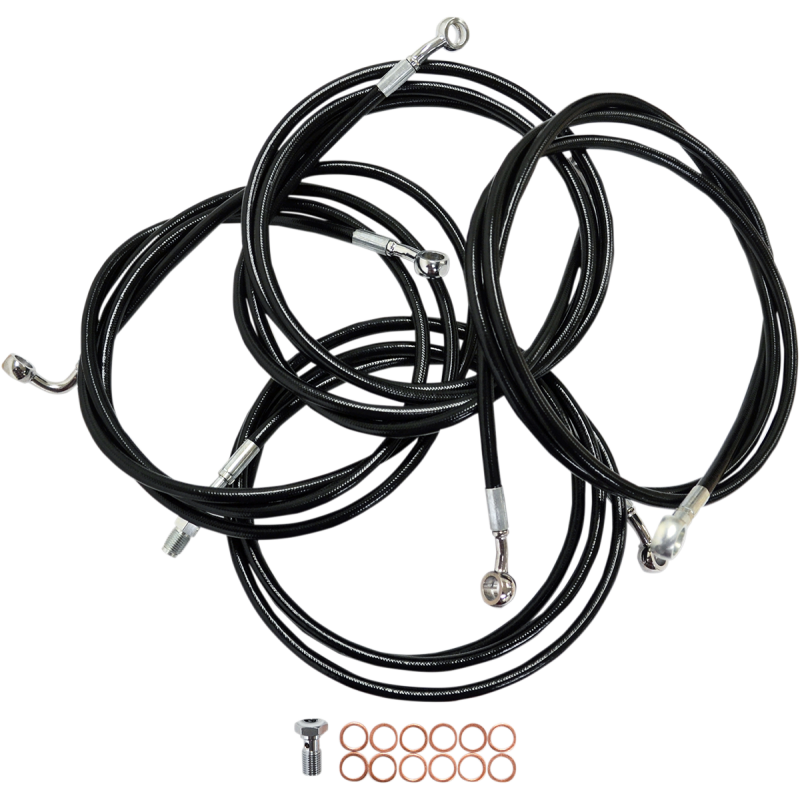 LA Choppers Black Vinyl/Stainless Braided Standard Kit for 16 Dresser w/ ABS (12-14in.)