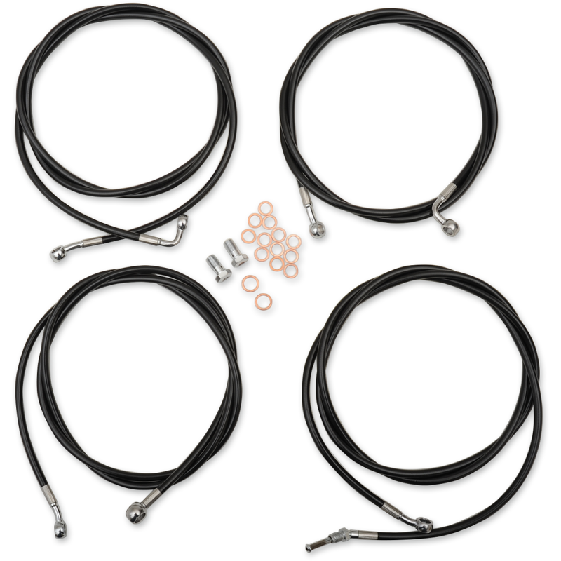 LA Choppers Black Vinyl/Stainless Braided Standard Kit for 17-20 Dresser w/ ABS (12-14in.)