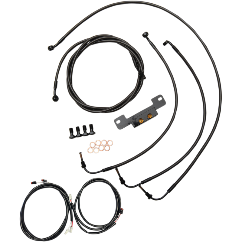 LA Choppers Midnight Braided Plug-and-Play Kit for 17-19 Dresser w/o ABS (12-14in.)