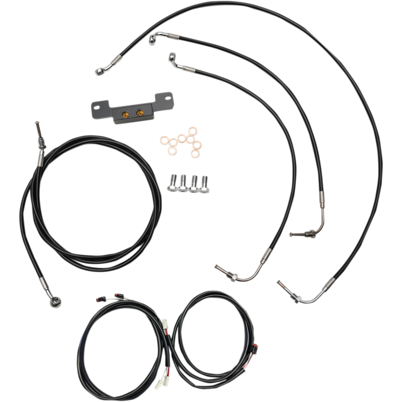 LA Choppers Black Vinyl/Stainless Braided Plug-and-Play Kit for 17-19 Dresser w/o ABS (15-17in.)