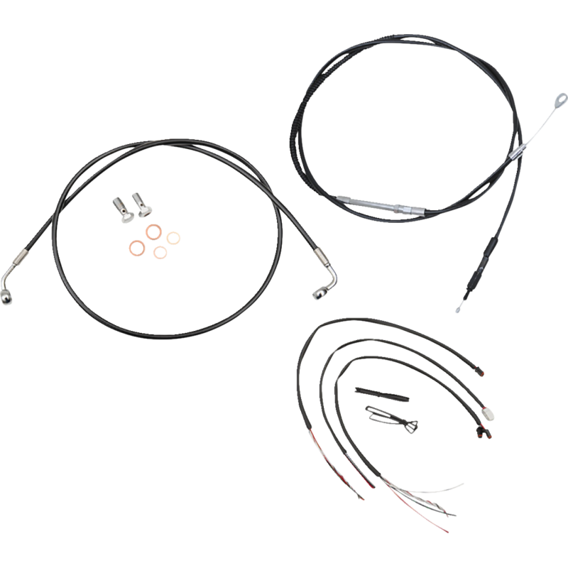 LA Choppers Black Vinyl/Stainless Braided Complete Kit for 18-24 Softail w/o ABS (12-14in.)