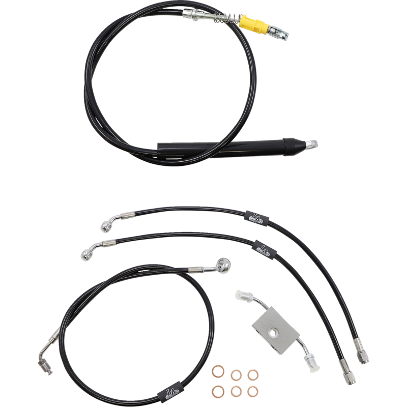LA Choppers Black Vinyl/Stainless Braided Standard Kit for 18-24 FXLRS/FXFB/FXFBS w/ ABS (18-20in.)