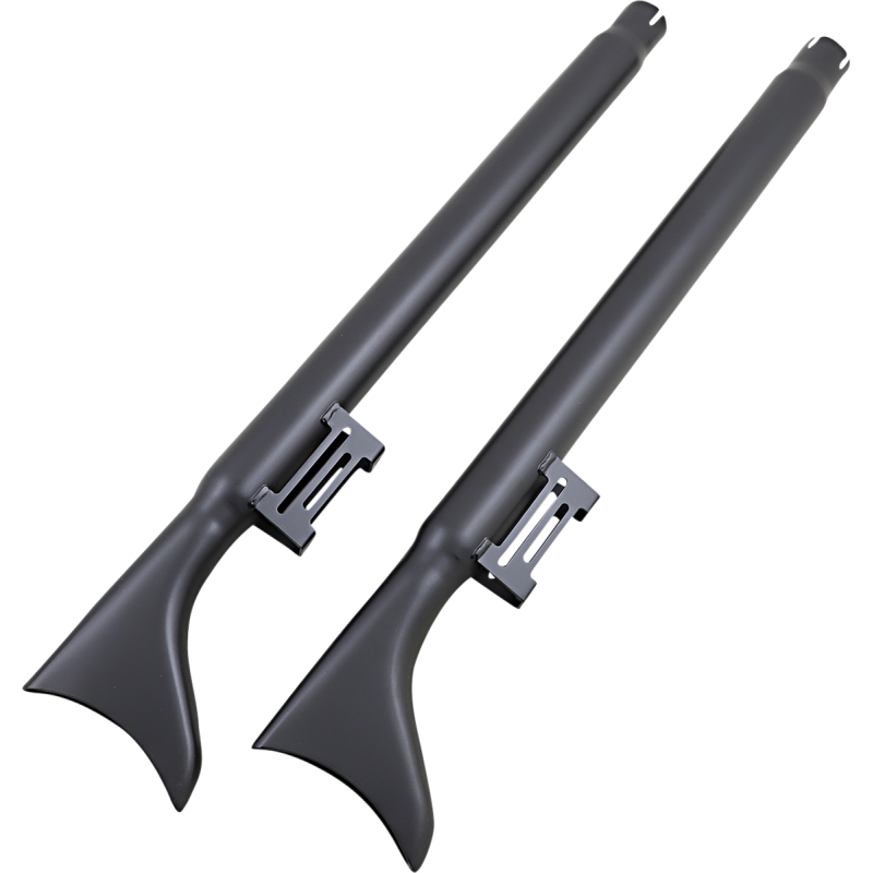 2 1/4" Fishtail Mufflers 33" Black No Baffles